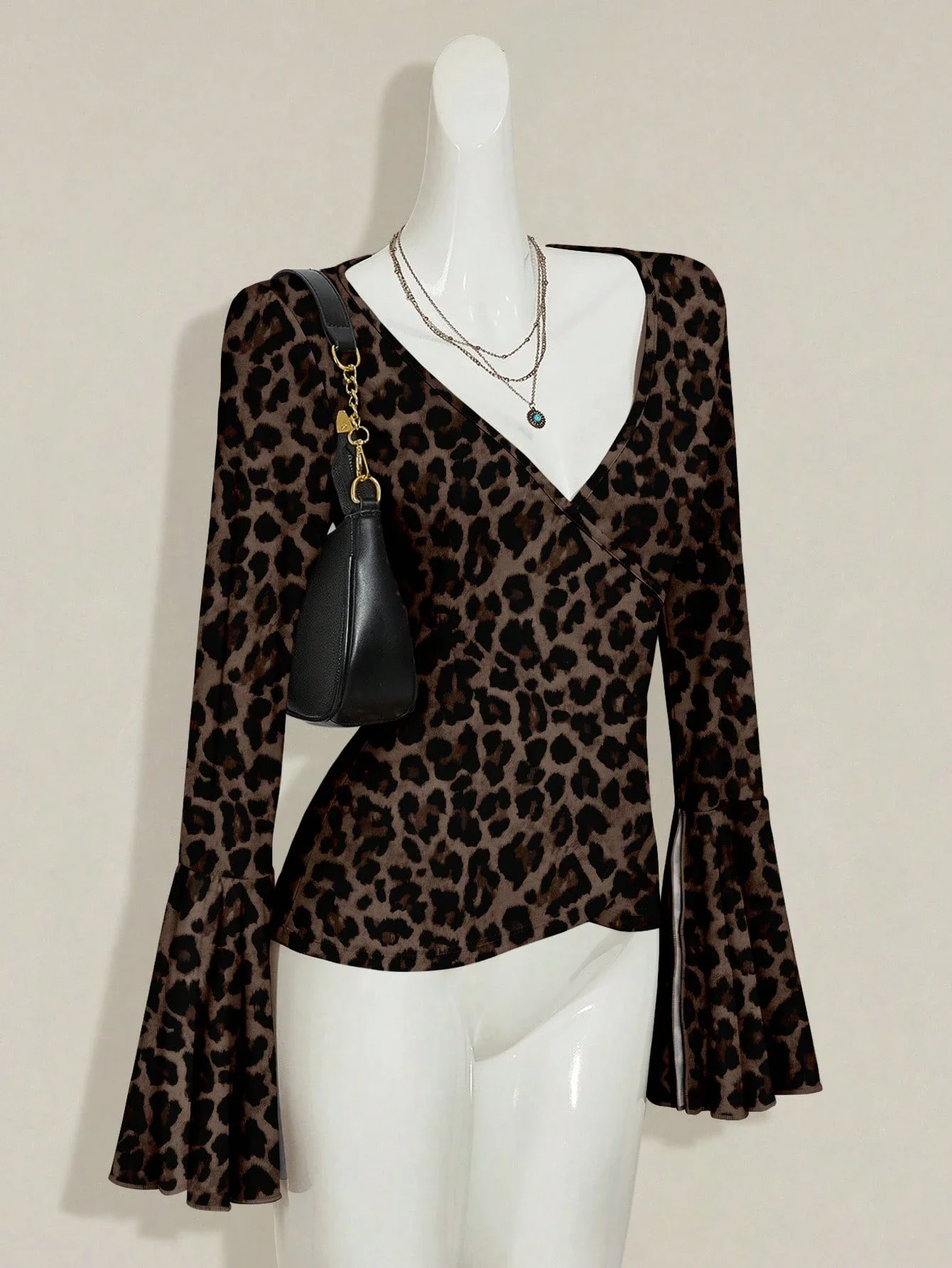 

Женская блузка с длинными рукавами и леопардовым принтом Y2K Chic, осень-зима