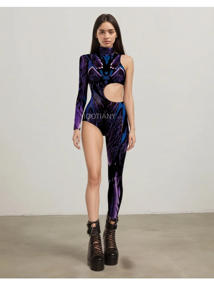 Alien-Kreatur Halloween Cyberpunk Bodysuit, Festtagsparty, Nachtclub, Neon-Cosplay-Kostüm, Stretch-Jumpsuit, Damen-Einteiler, eng anliegend – Detail 8