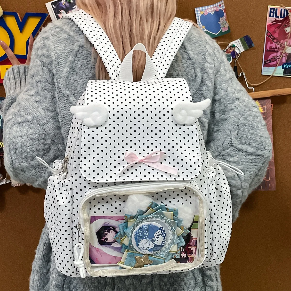 

Mochilas Mujer с точечным принтом, сумка Mochila с карманами на молнии и милым бантом, рюкзак для девочек-подростков, новые сумки Ins для женщин ﻿