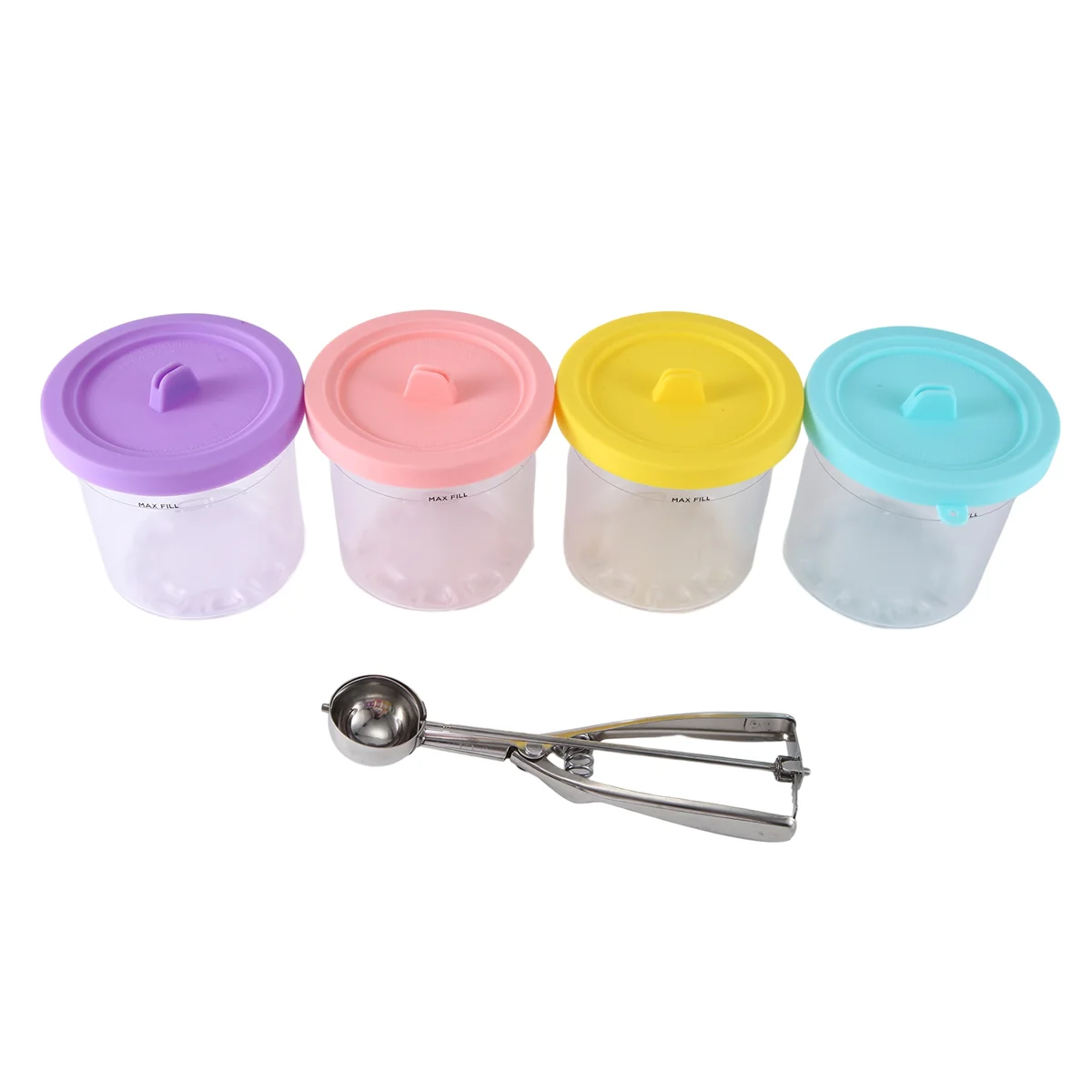 

4 Pack for NINJA Ice Cream Pint Cups NC299AMZ NC300S Series Ice Cream Maker Replacement Storage Jars with Airtight Lids