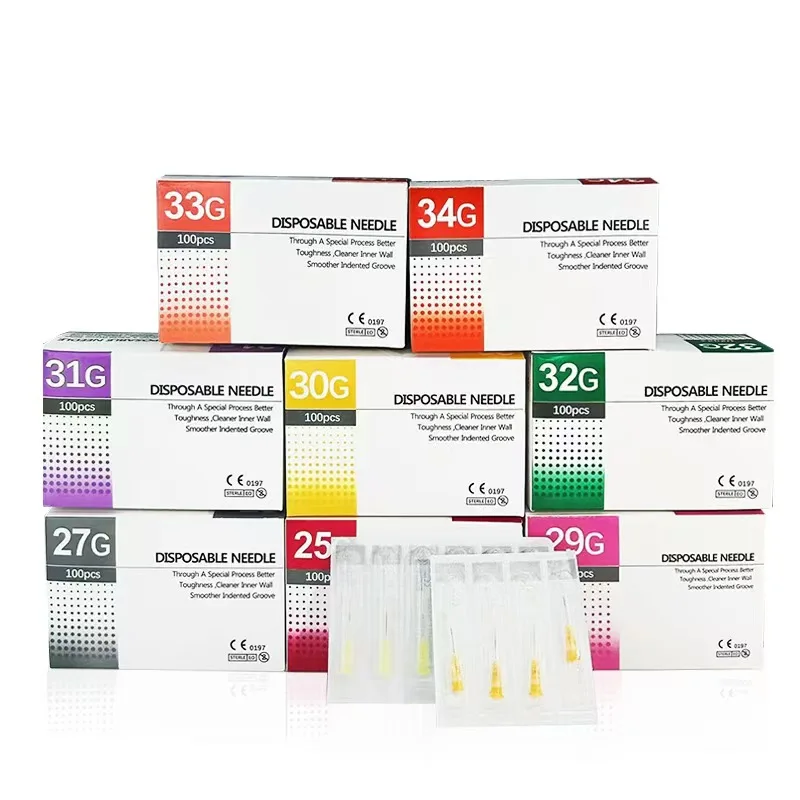 100Pcs 25G 27G 29G 34G 33G 32G 31G 30G Painless Small Superfine Beauty Needle Disposable Injection Piercing Needles 1.5/4/6/13mm