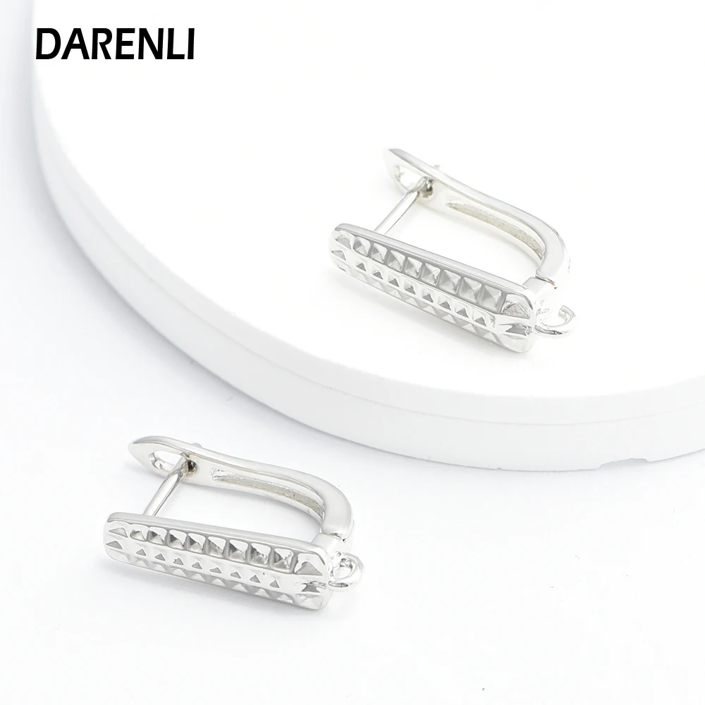 DARENLI 1 Pair DIY Fasteners Brass Earrings Hooks 18K Gold/ Rhodium Plated Clasps For Jewelry  Making Accessories For Women