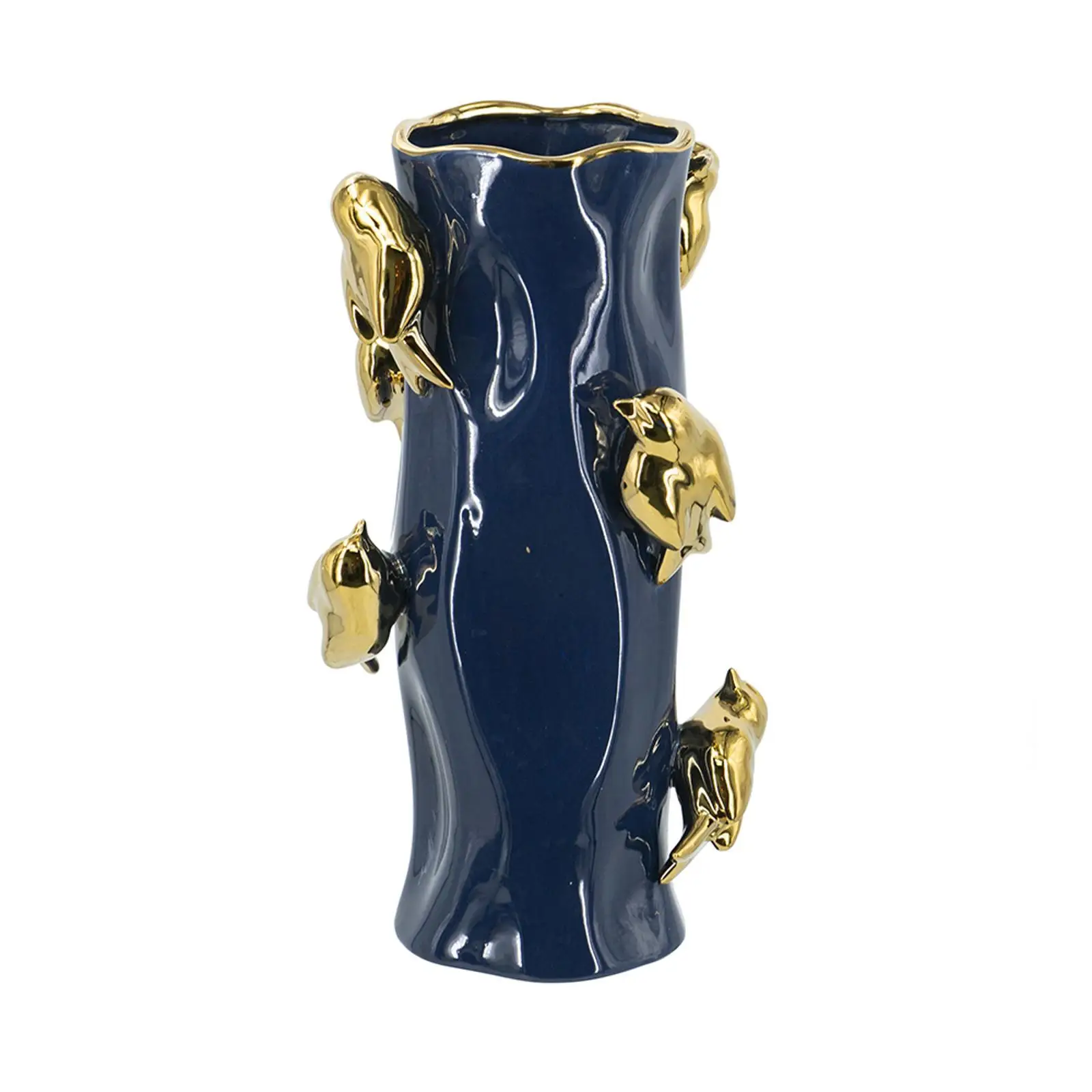 

Elegant Blue and Gold Ceramic Flower Vase Tree Branch Shape Home Decoration Vase for Kitchen and Living Room