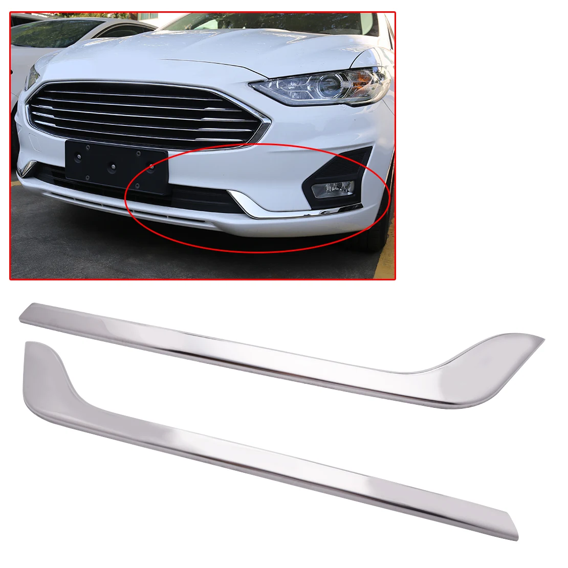 

CITALL Steel Chrome Front Bumper Lip Spoiler Stripe Cover fit for Ford Fusion Mondeo 2019