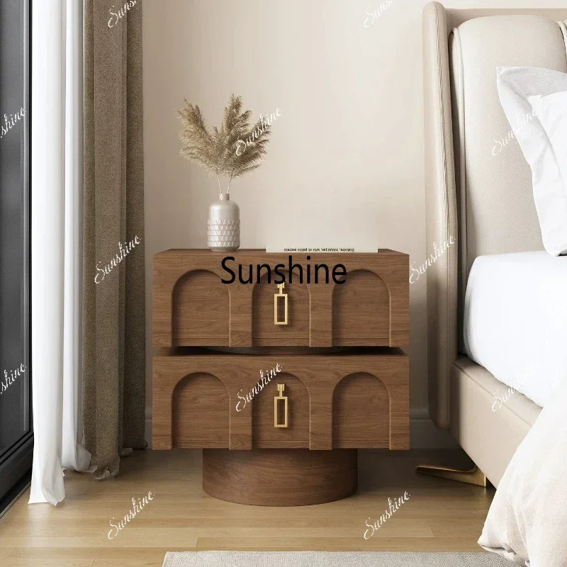 F Nordic Drawers Bedside Table Storage Luxury Mid Century Modern Bedroom Bedside Table Simple Vanity Criado Mudo Home Furniture