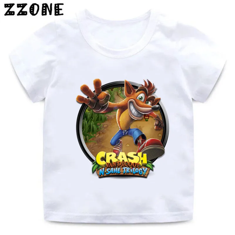 Hot Sale Crash Bandicoot Print Cartoon Kids T-Shirts Funny Game Girls Clothes Baby Boys T shirt Summer Children Tops,ooo5872