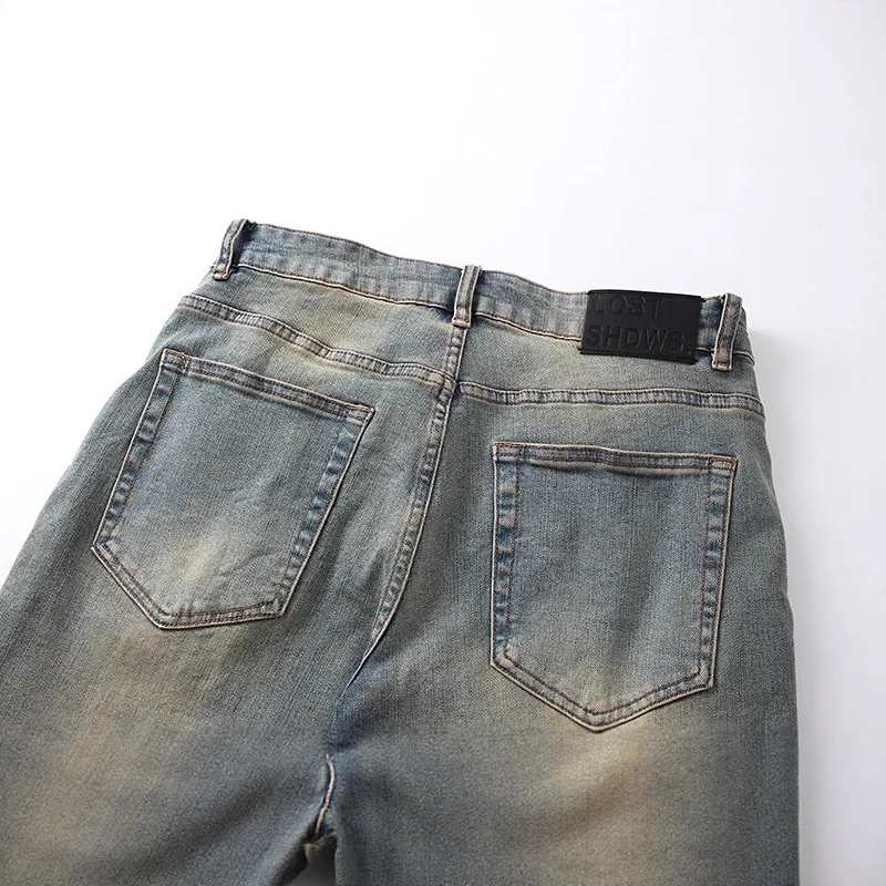 LOSTSHDWS 2025 Blue JEANS Heavy-Duty Embroidered American-Style High-Street Unisex Casual Fashion Jeans