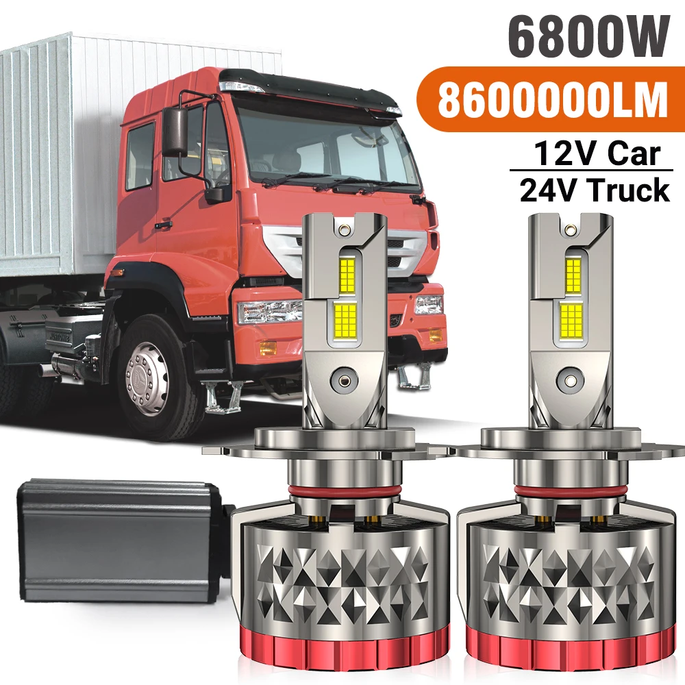 

Power Supply 24V LED Truck Headlight H7 LED Canbus H1 H4 H11 9005 9006 9012 Truck Lorry Light Headlight Bulb