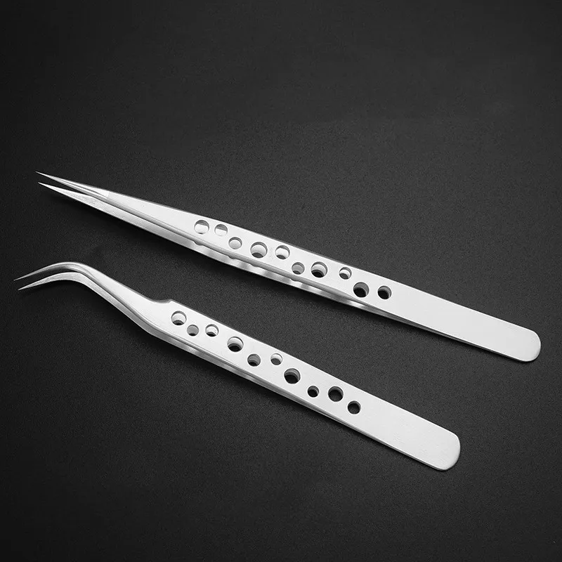 Electronics Industrial Tweezers Anti-static Curved Straight Tip Precision Stainless Forceps Phone Repair Hand Tools Sets