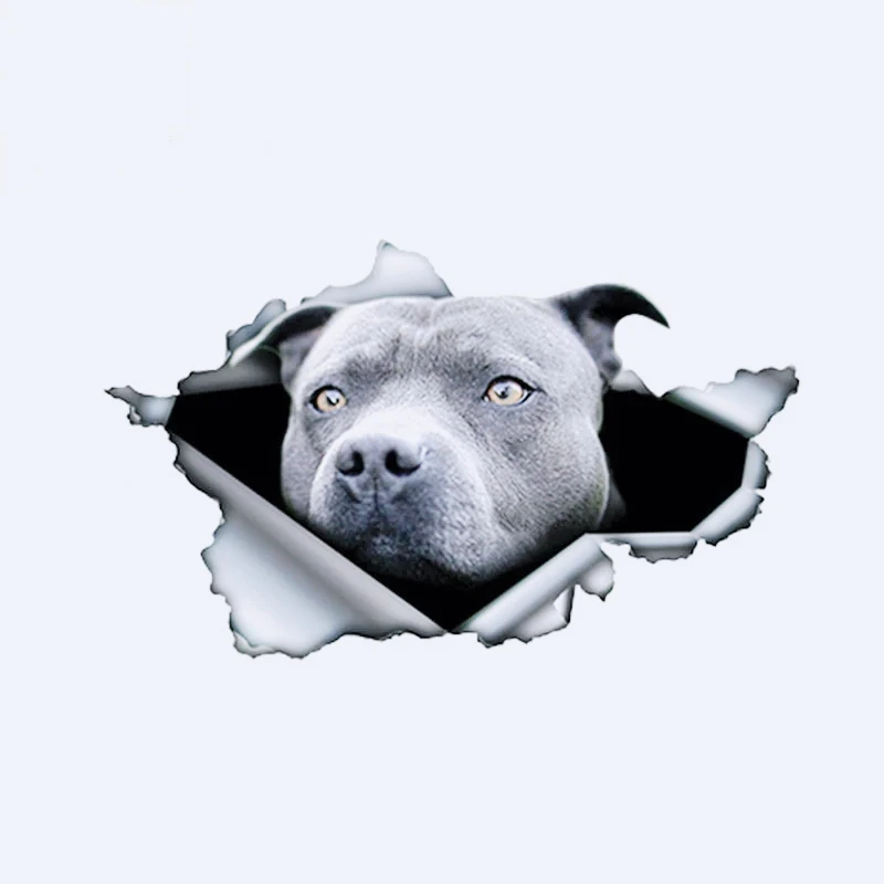 

13*7.8cm Blue Pitbull Car Sticker Torn Metal Decal Reflective Sticker Waterproof Car Styling Pet Auto Motorcycles Decoration,KK