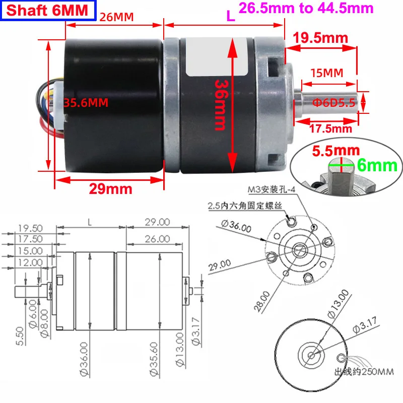 DC Brushless Planetary Geared Motor 12V 24V Long Life High Torque Low Speed Reversible Adjustable Speed Built-in Brushless Drive