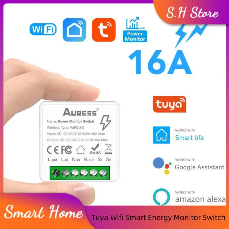 Tuya Wifi Smart Energy Monitor Switch Module 16A Support 2-way Control Timer Wireless Switch Work With Alexa Google Home Yandex