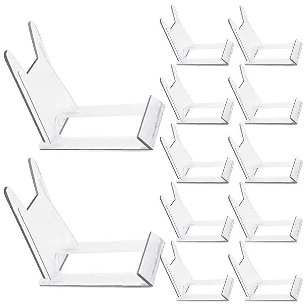 12Pcs Lightweight Plastic Plate Display Stands for Home Office Wedding Party Craft Show Easel Holder Picture Frame Stand Chic