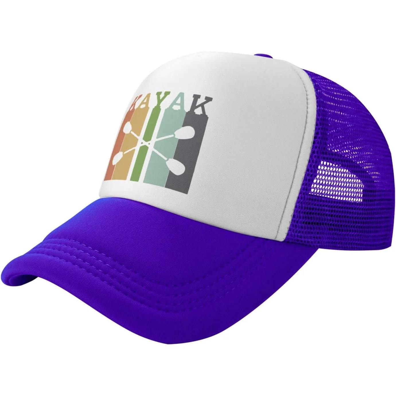 Retro Kayak Paddles Graphic Trucker Hat Vintage Adjustable Mesh Snapback Cap