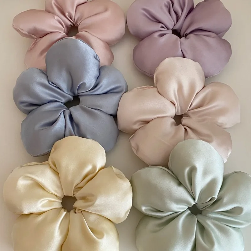 Creative Silky satin Oversized Flower Exaggerated Scrunchie Headdress 2024 Fashion Korea Hair Band Women Travel Hair Accessories