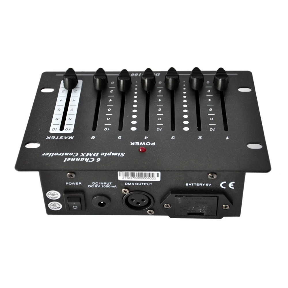 Gigertop TP-D1321 6 Channel Simple DMX Console Compact and Portable Device C9V Adapter Support Battery Working 6 Channel Console