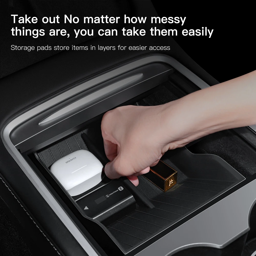 YZ Full TPE Central Control Storage Box For Tesla Model 3 Model Y Center Console Armrest Front Rear Organizer Storage Box Case
