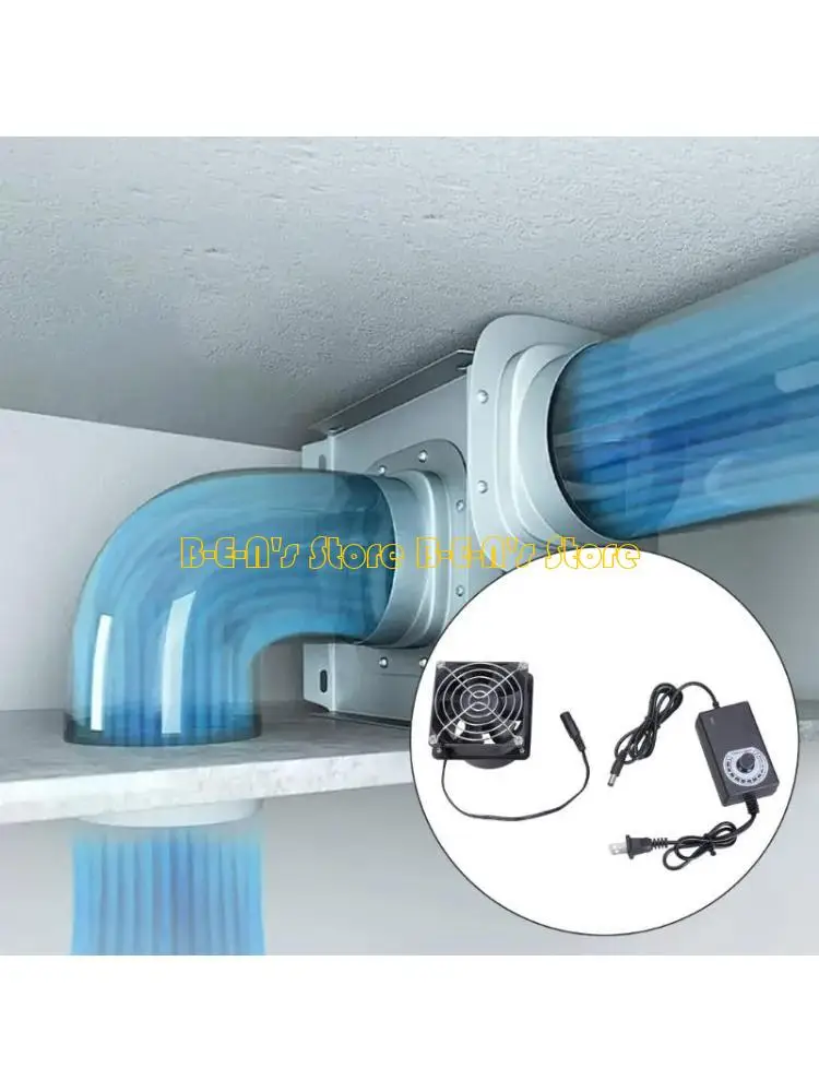 Y1AD 80mm DC12V Ventilation Exhaust Fan with Protective Grill Suitable for Safe Ventilation in Soldering Pet Environments