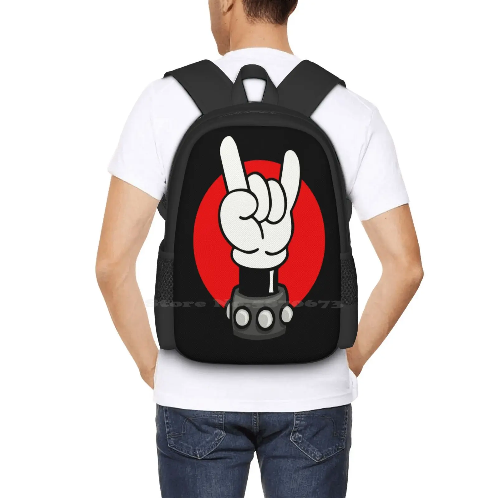 Rock On Mochilas Escolares para Adolescentes, Meninas Sacos De Viagem, Long Horns N Roll, Cool Cartoon Hand, Minnie, Arte Popular