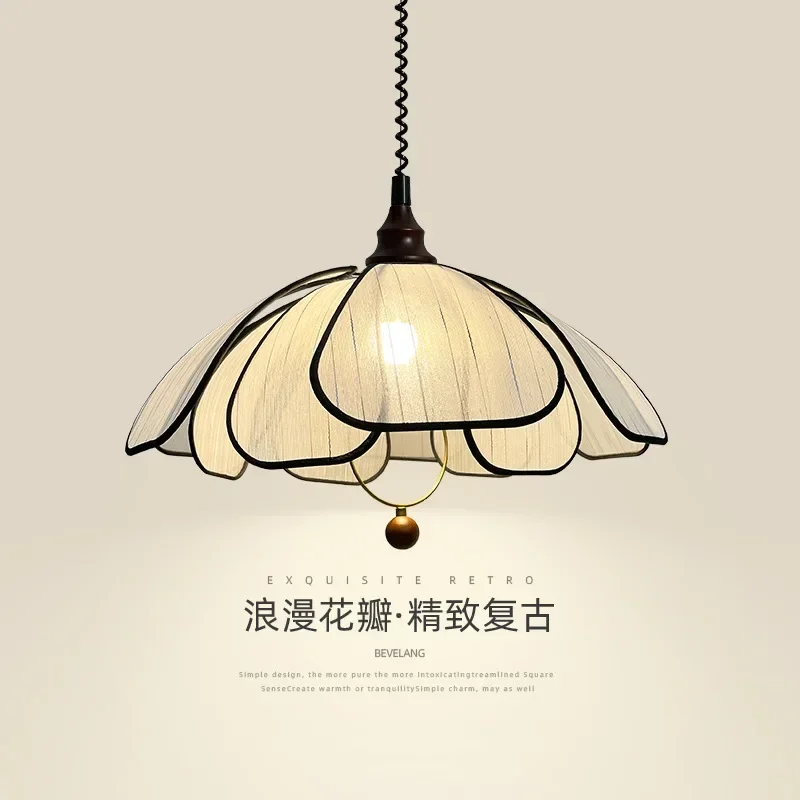 French petal chandelier, lifting restaurant light, medieval retro walnut feeling