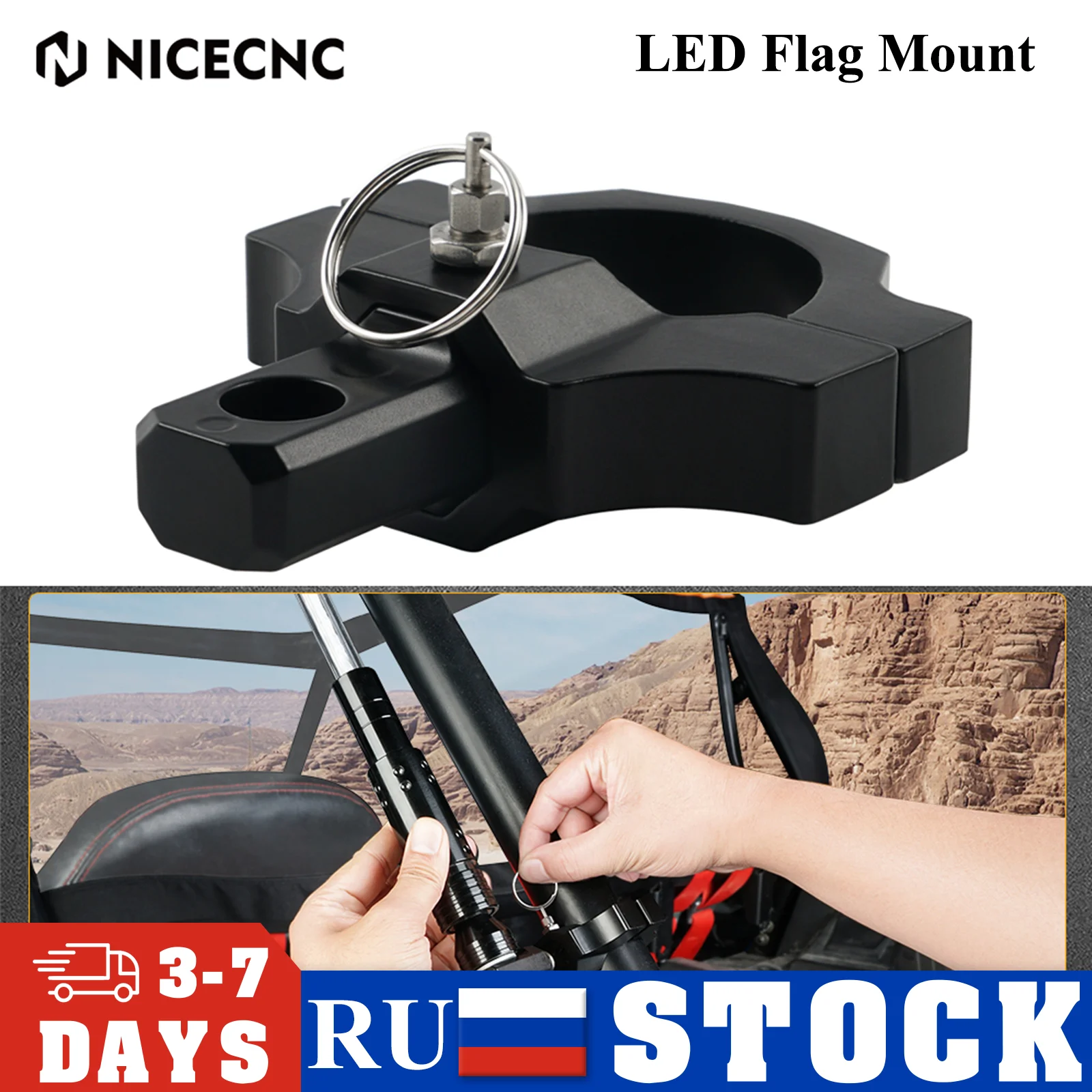 

NICECNC LED Flag Pole Led Whip Light Holder For Polaris RZR RANGER RZNGER XP 4 CREW 800 900 1000 Universal Clamp Bracket Mounts