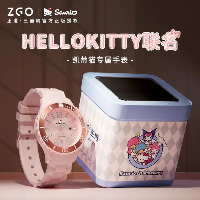 Zgo Sanrio Serie Hello Kitty Meisje Horloge Eenvoudige Lichtgevende Quartz Horloges Student Verjaardagscadeaus