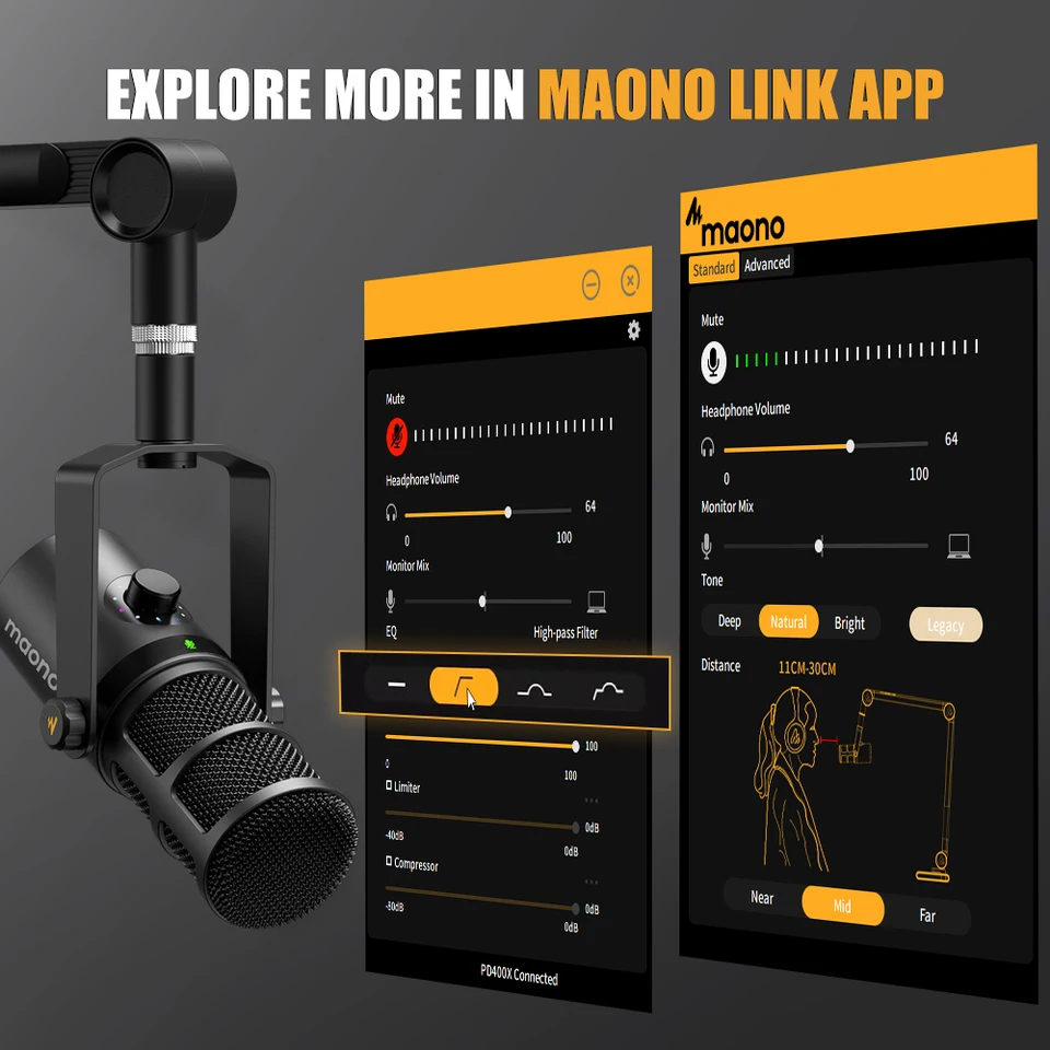 Maono-ダイナミックマイクUSB/xlr,サイレントメタル,1つのタッチマイク