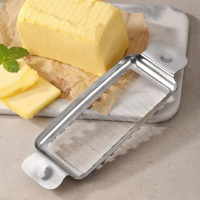 Stainless Steel Cheese Slicer Cheese Butter Slicer Kitchen Wire Cheese Slicer tool for Cutting Cheese, Butter, Eggs, Fruit