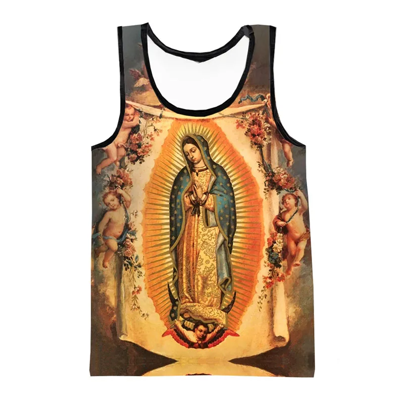 Virgin Mary Christian Graphic Tank Tops 3D Printing Mother Of God Cross Faith Casual Vest Cool And Fun Leisure Streetwear Tops