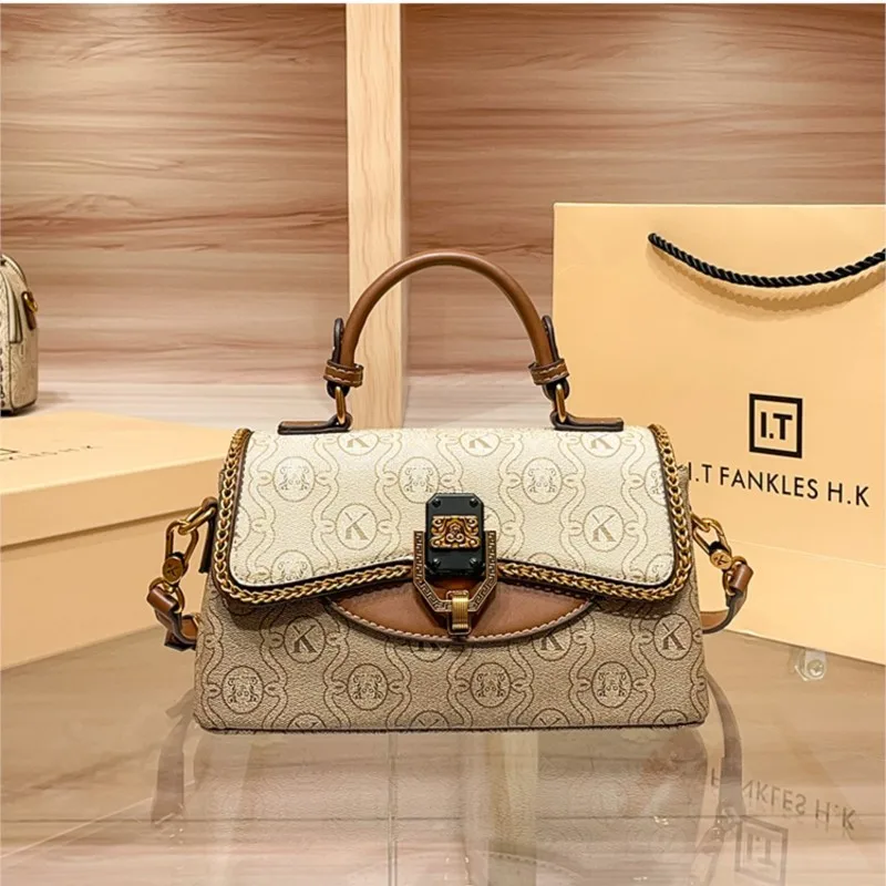 

Brand Women's Bag 2025 New Fashionable and Versatile Premium Color blocked Handbag Single Shoulder Cross Shoulder Small Square