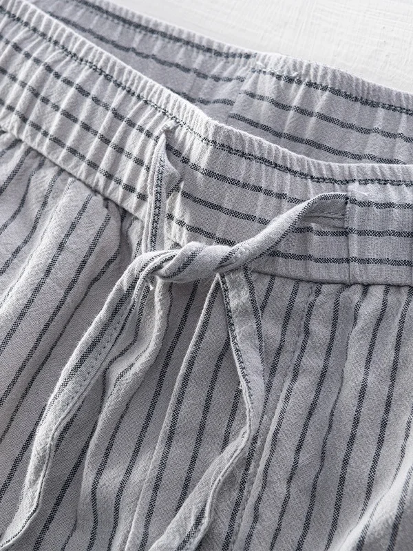 

Trendy Salt Series Men's Japanese Sle Pants Dstring Slim Fit Stripe Casual ular mid Waist Straight Tube Pants