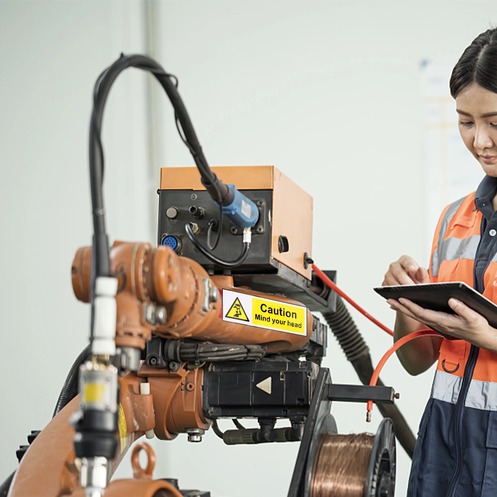 Watch Your Sticker PP Paper Decal Waterproof Anti Watch Your Head Signs Oil Safety Sign Warning Label Caution Traffic Signs