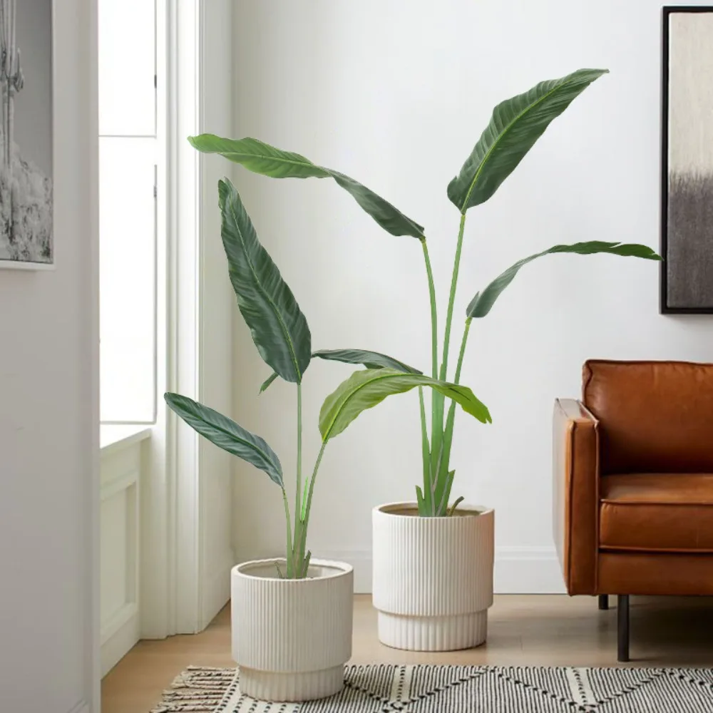 

1PC 160cm Artificial Large Traveler's Palm with Pot 4Leaves Lifelike Faux Banana Leaf Tree Indoor Home Living Room Office Decor
