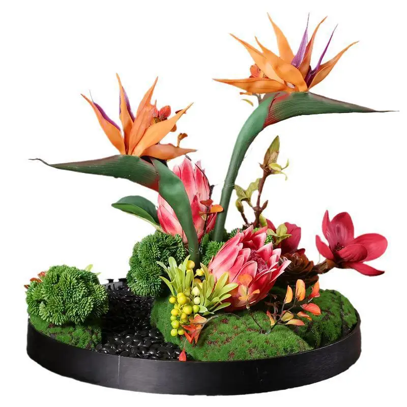 

Hotel box tabletop decoration flower fake flower large round table turntable middle ornament light luxury