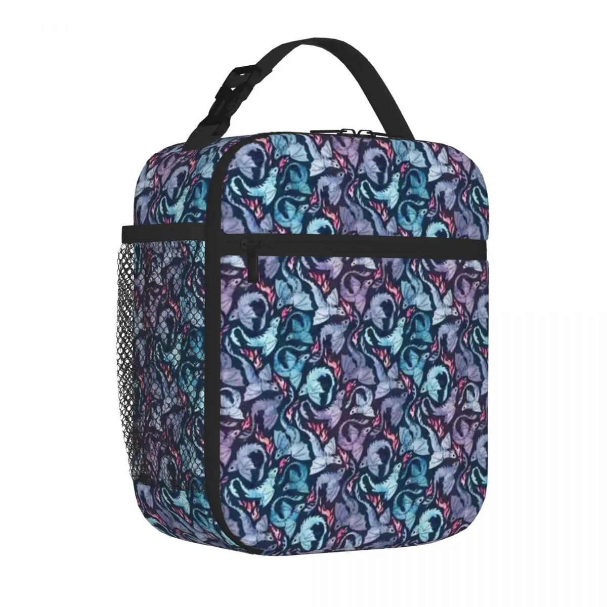 Bestselling Dragon Fire Dark Turquoise And Purple Single Layer Leakproof Lunch Bag Camping Meal Foldable Lunch Bag