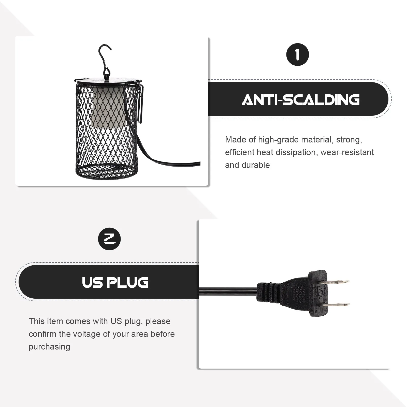 

Защитный металлический кожух для лампы для рептилий, предотвращающий ожоги, для попугаев и других лазающих животных, эффективное рассеивание тепла, для освещения террариума