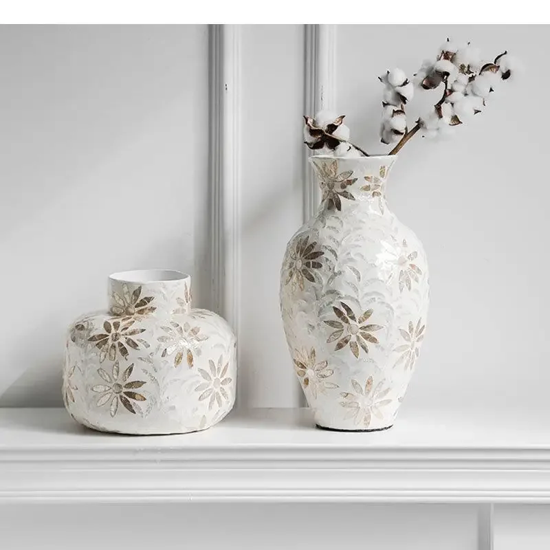 

Handmade Shell Vase Creative Woodiness Vase Desktop Decorative Dried Flower Vases Flower Arrangement Home Decoration Ornaments