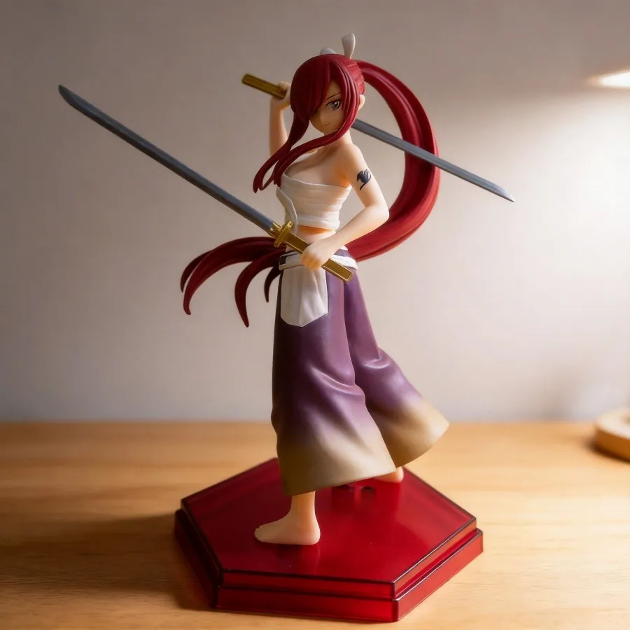 

Fairy Tail Anime Erza Scarlet Demon Blade Red Cherry GK Figure 17cm Collectible Model Toy Desktop Decoration