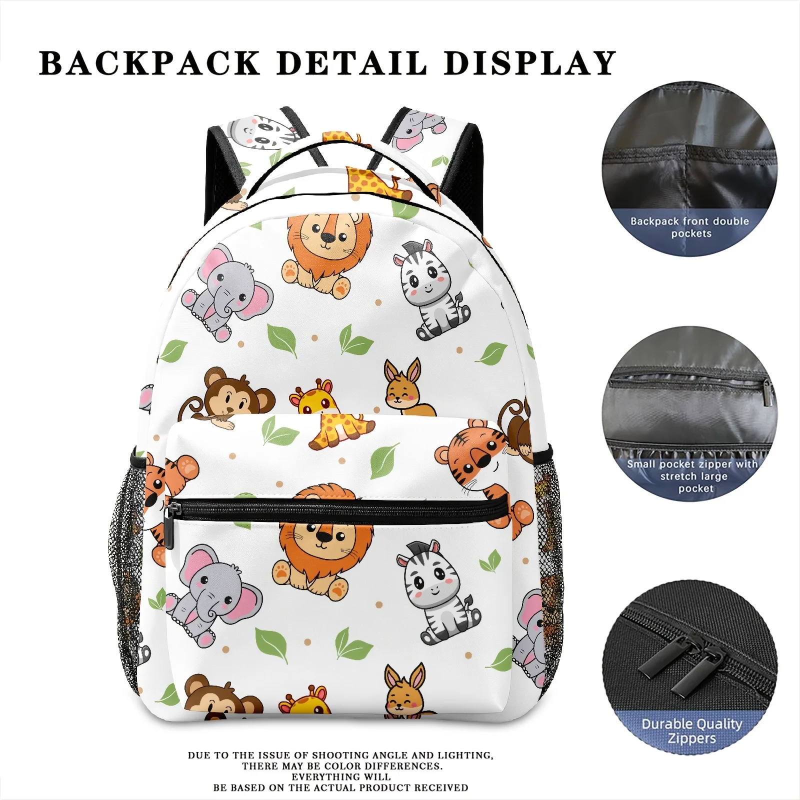 Individually Designed Full Print Cute Animal Pattern Backpack Fresh Base Color with Lively Image Combining Cute Style