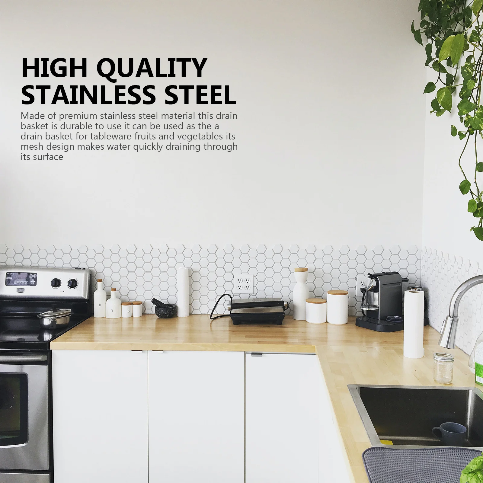 

Stainless Steel Drain Basket Multi-Holes Design for Tableware Fruit Vegetable Washing Drying Storage Kitchen Tools