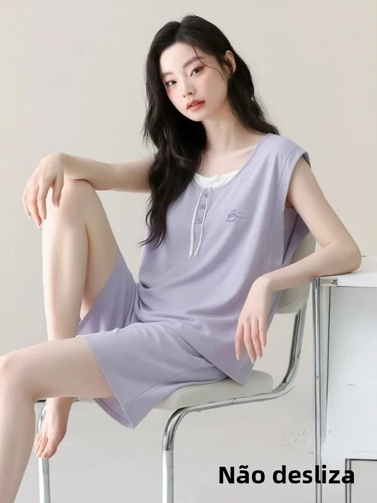 herbal-westie-2026-new-summer-modal-cotton-vest-with-chest-pad-home-wear-outdoor-wearable-set-soft-breathable-lightweight-fabric