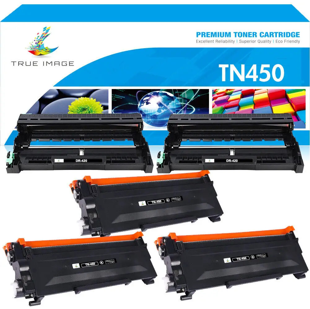 3xTN450 Toner & 2xDR420กลองสำหรับ Brother 7065DR/7070/7070DW DCP-7070DW FAX-2840