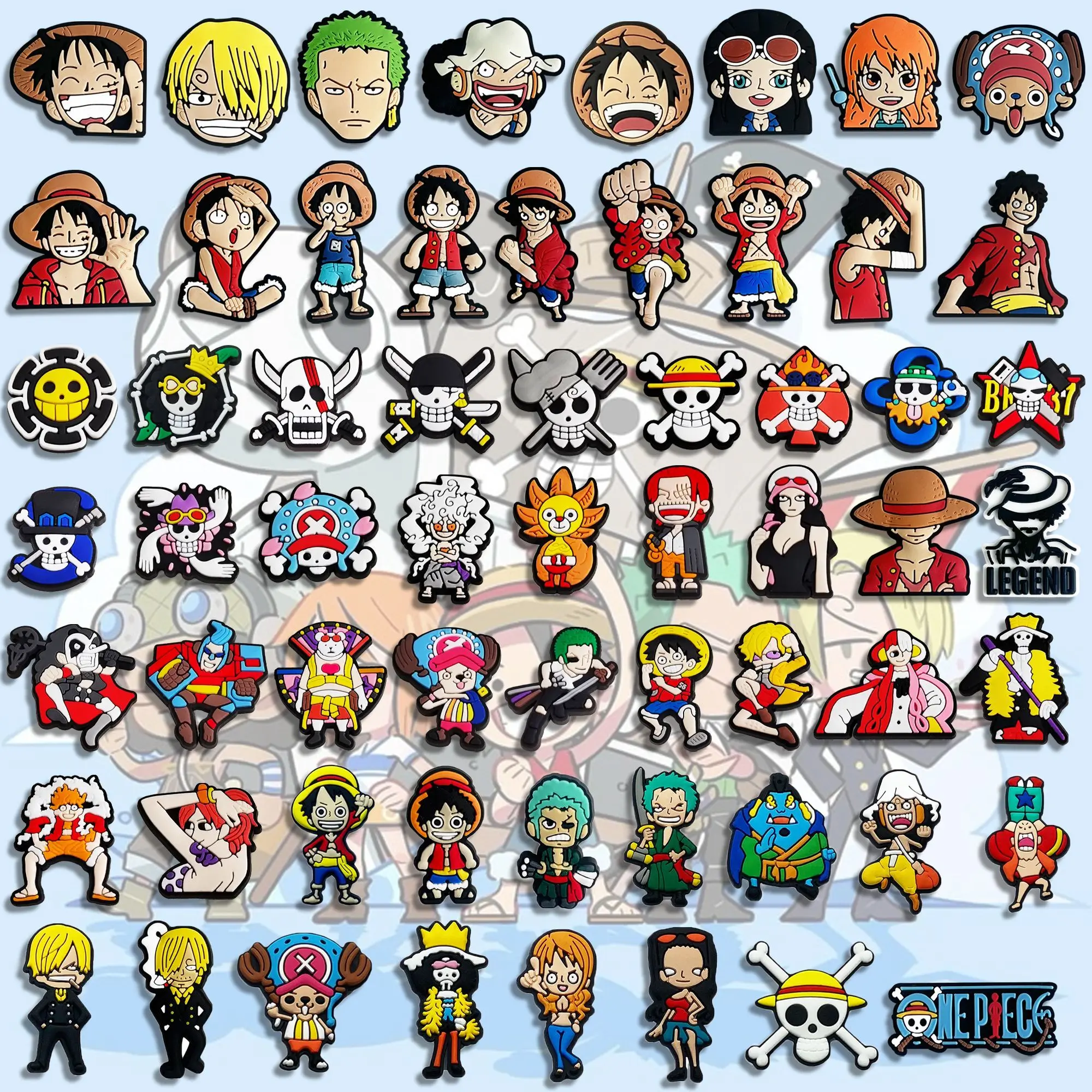 2-122pcs One Piece Luffy DIY Accessories Cartoon Doll Cute Detachable Shoe Buckle Zoro Shoe Flower Decorative Ornament - view 6