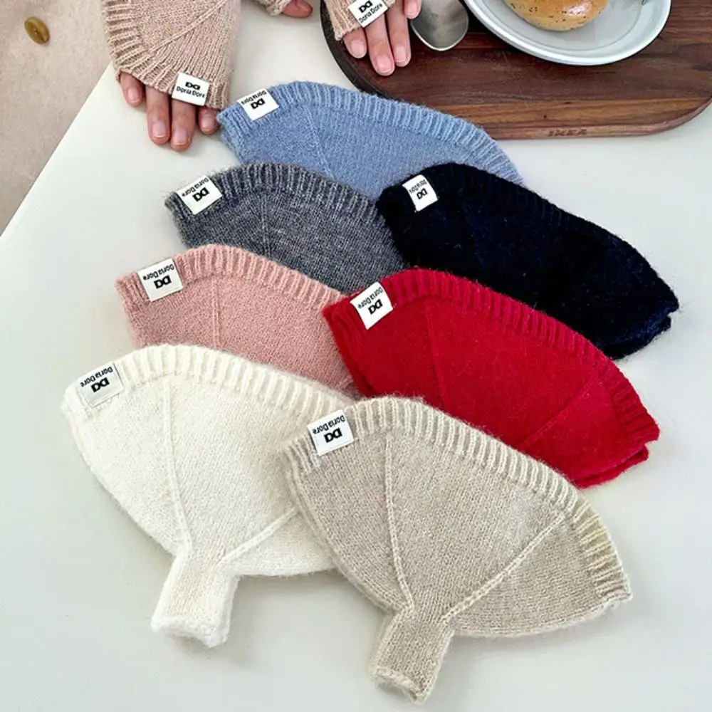 Fashion Warm Touch Screen Half Gloves Thicken Creative Conch Knitted Gloves Short Korean Winter Shell Gloves Outdooor