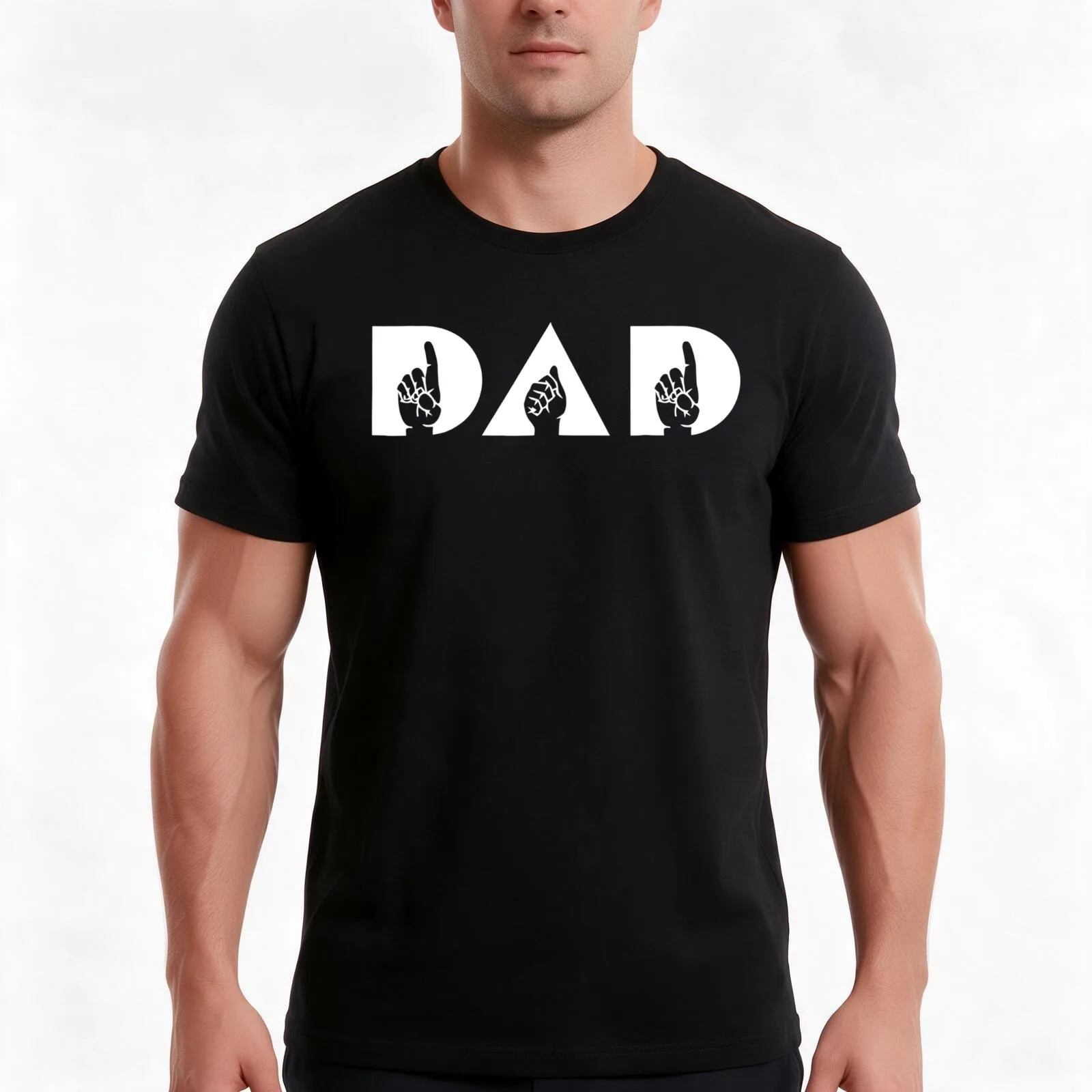 Dad Sign Language ASL T-Shirt Summer Casual Cotton Tee Oversized Streetwear Tops Vintage Graphic Print Unisex Men Women