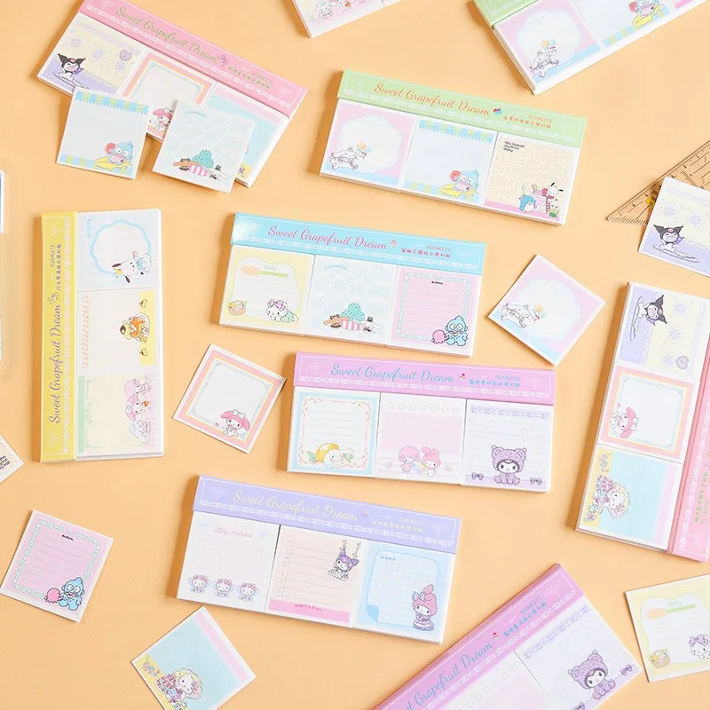 

Kawaii Hello Kitty Sticky Notes Cute Cartoon Messages Sticky Notes Desktop Accessories Women Products Student Gifts Wholesale
