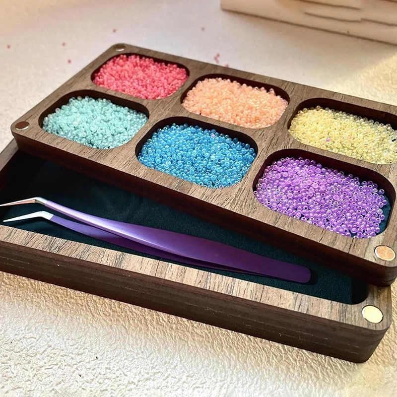Bead Boards For Jewelry Making Wooden Sorting Tray Bead Storage Organize With Lid Magnet Needle Holder For Arts & Crafts Storage