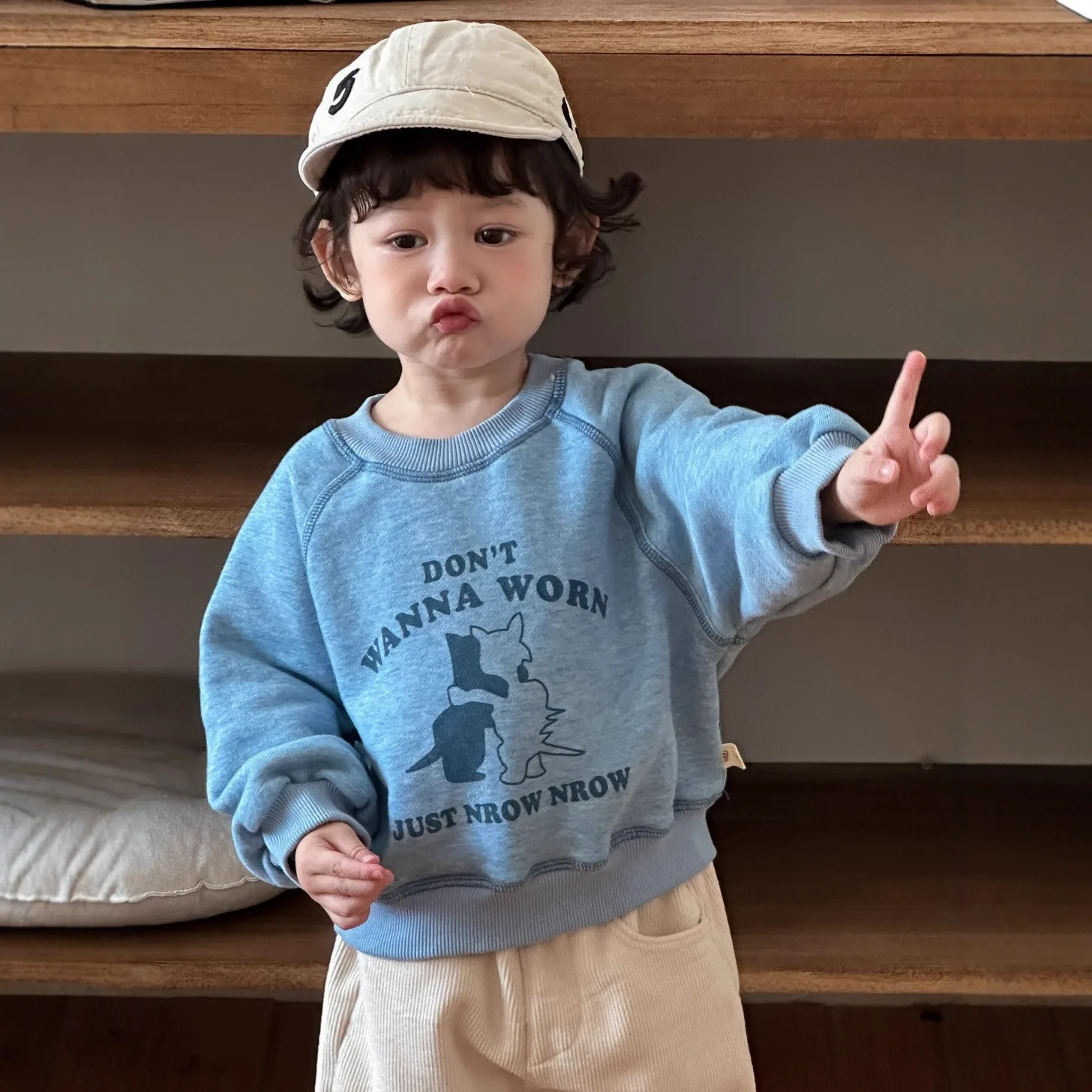 2025 Fall Winter Kids Round Neck Sweatshirt Pants Set Korean Style Boys Fleece Lined Thickened Outfit 2PCs