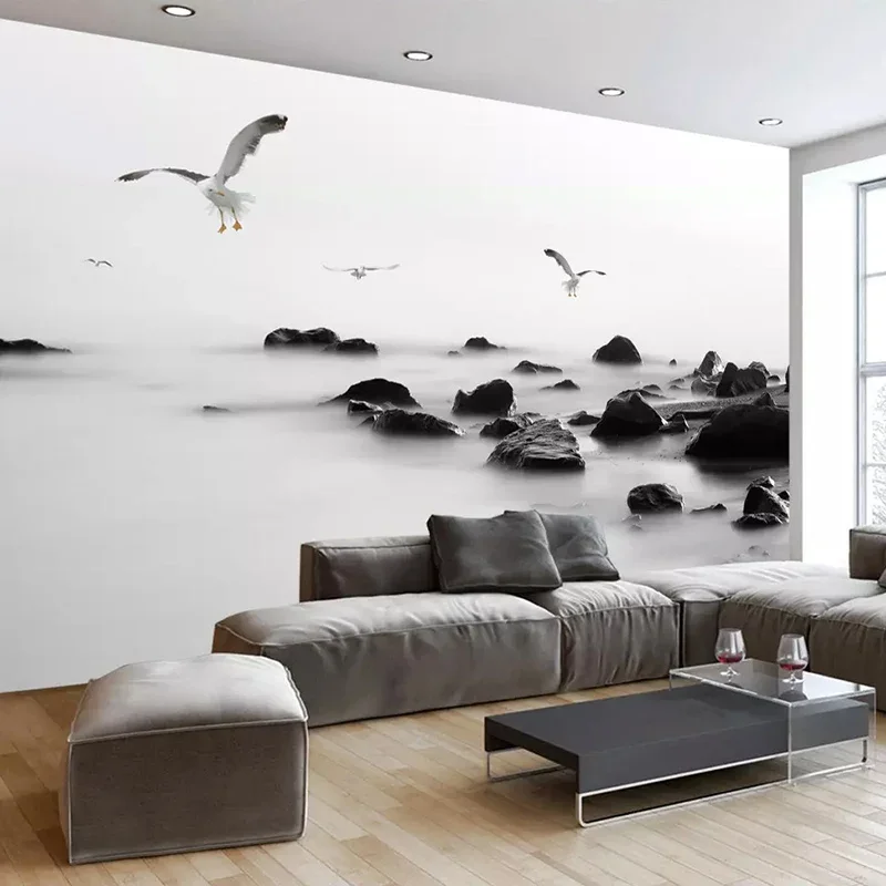 Özel 3D fotoğraf duvar kağıdı Siyah Ve Beyaz Taş Modern Moda Sanat Oturma Odası Kanepe TV Arka Plan Duvar Kapalı Dekorasyon Duvar