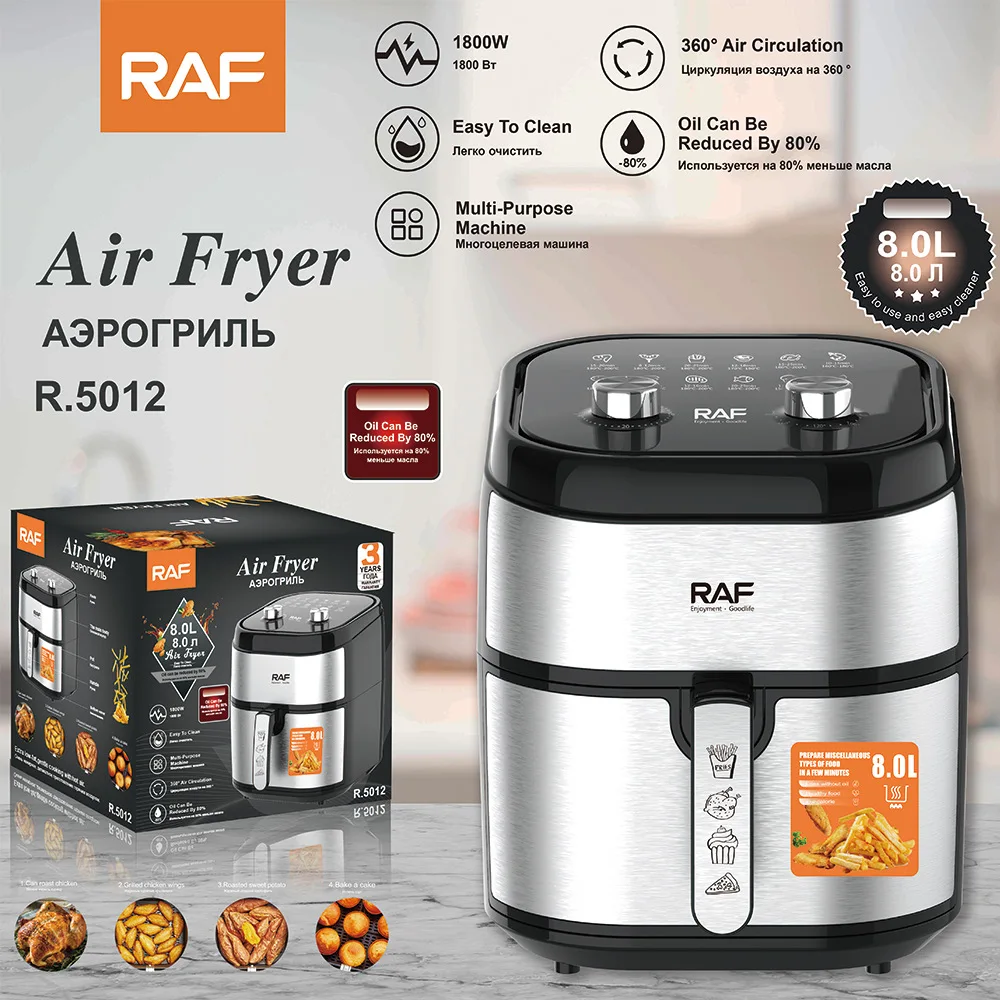 

RAF European cross-border 8L air fryer large capacity multi-function smart home visual electric fryer no oil fume